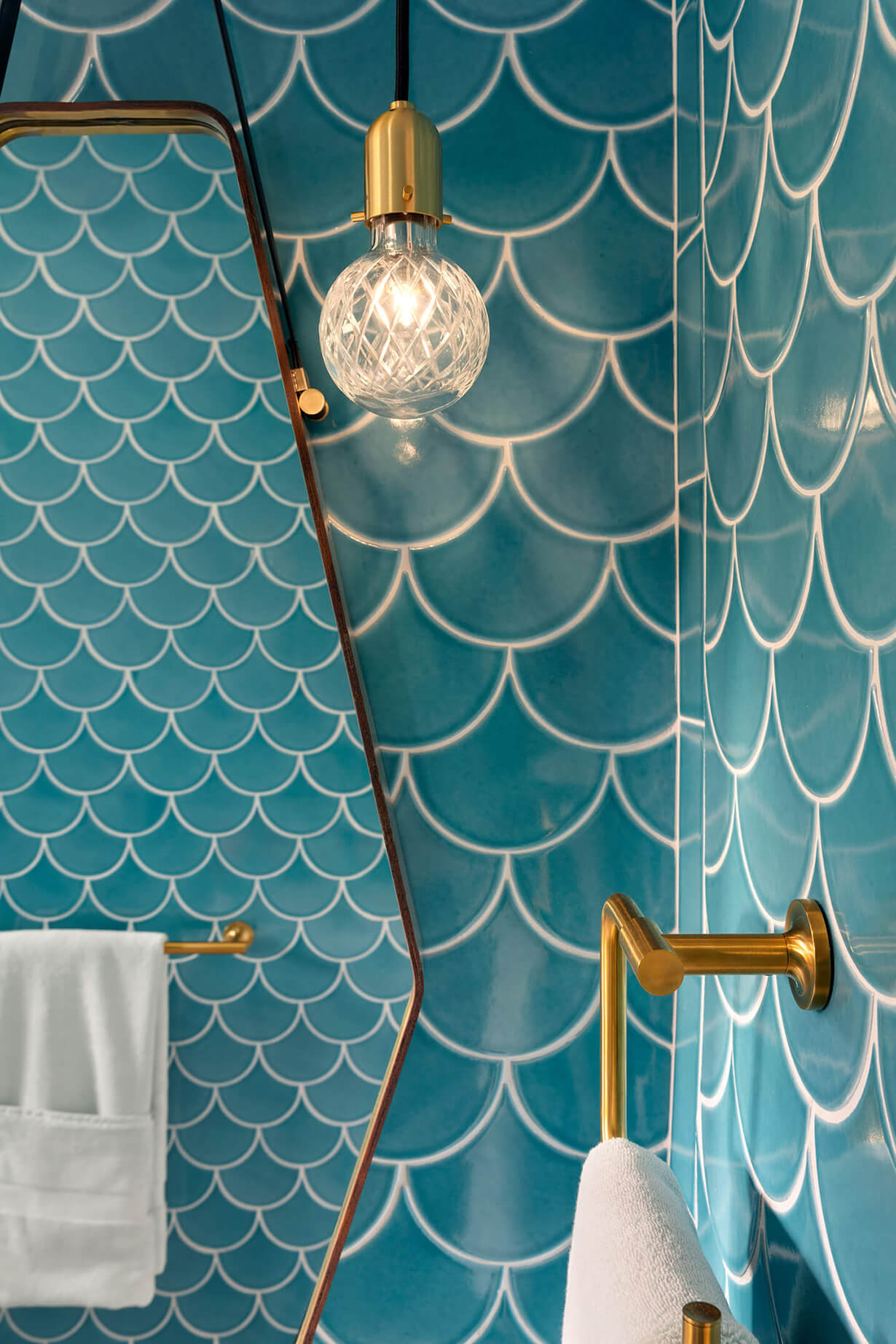 Turquoise guest bath and powder rom